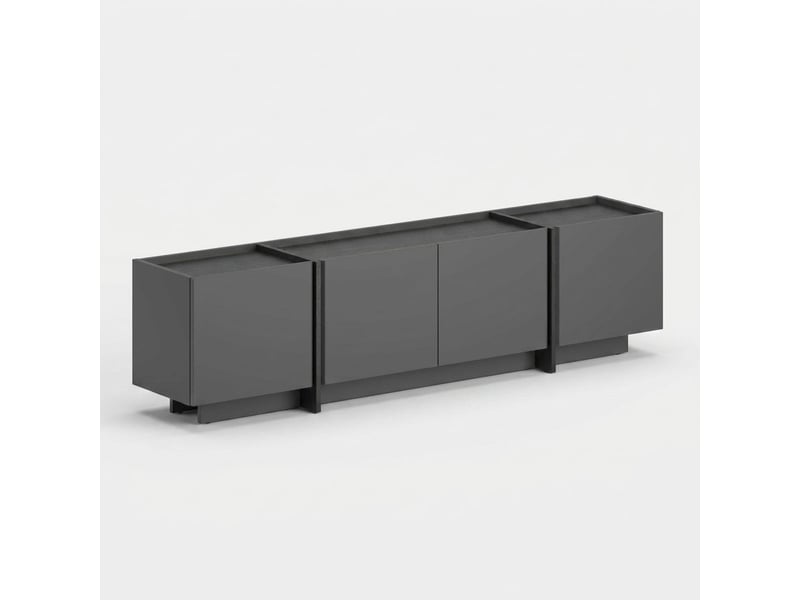  Support mural pour téléviseur avec portes à fermeture douce lowen - anthracite  - Conforama A