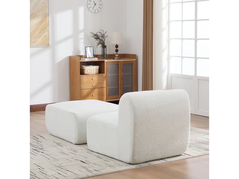  Méridienne modulable 1 place en chenille ivoire – 79 x 177 x 71 cm Fay Lum - Conforama R