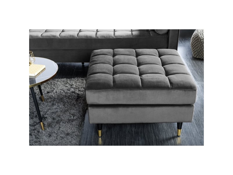  Pouf koliri gris – design carré en velours capitonné  - Conforama D