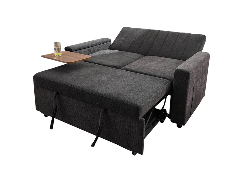  Canapé droit convertible 2 places tissu gris canapé gris - Conforama A