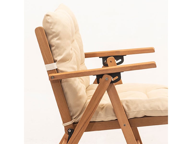  Chaise de jardin pliante en bois inclinable tavren - crème  - Conforama E