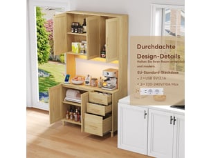 Buffet 2 porte(s)  3 tiroir(s) <strong></strong> <strong>Naturel</strong> - 100 cm coloris naturel 