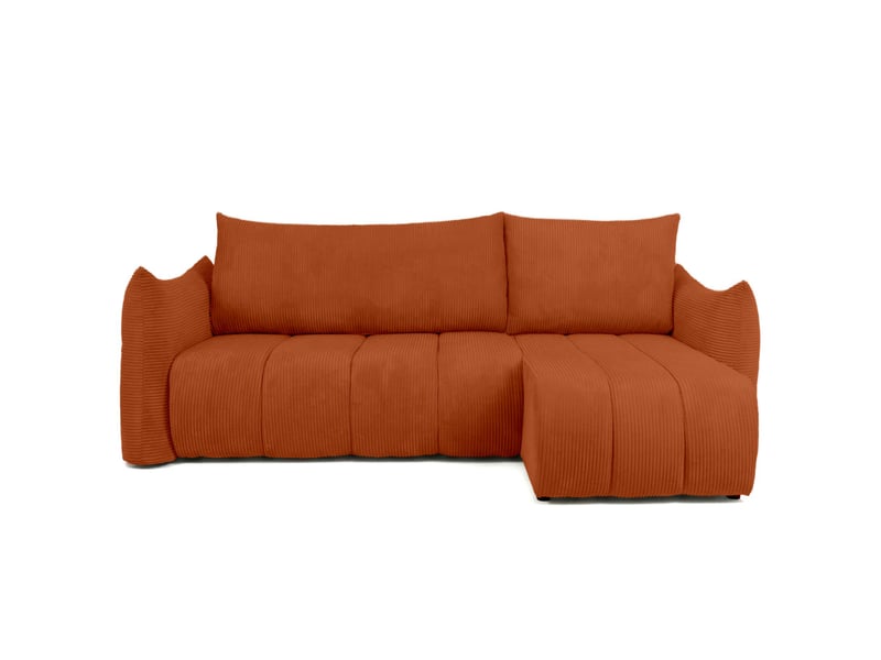  Canapé d'angle lysia mini réversible et convertible en velours côtelé - terracotta LYSIA - Conforama D