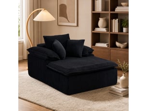 Fauteuil fixe <strong>DESMIU</strong> Velours côtelé noir