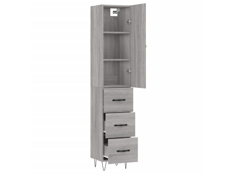  Buffet haut - bahut - meuble de rangement sonoma gris 34,5x34x180 cm bois d'ingénierie  - Conforama D