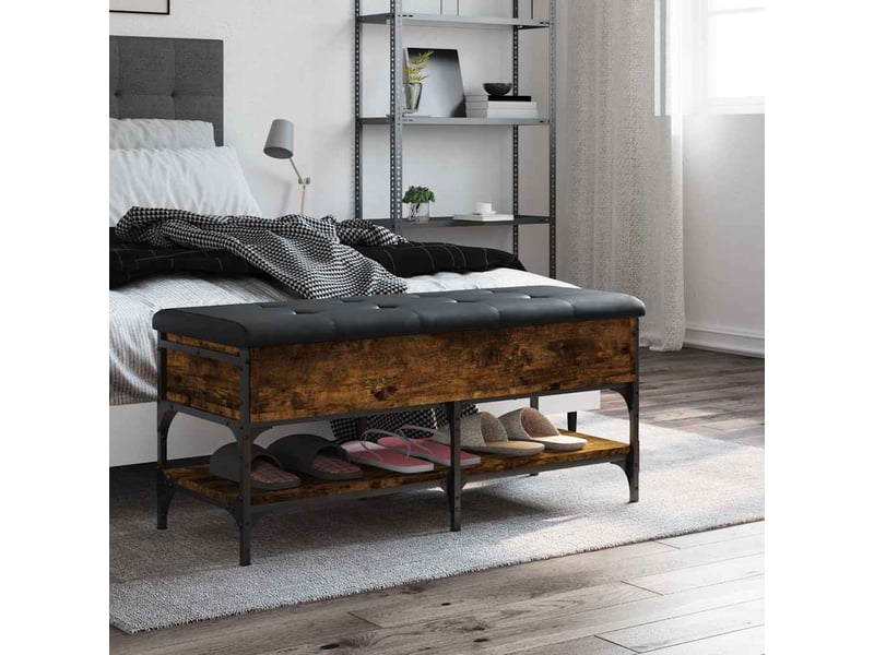  Banc à chaussures, banc de rangement chêne fumé 102x42x45 cm bois d'ingénierie  - Conforama C