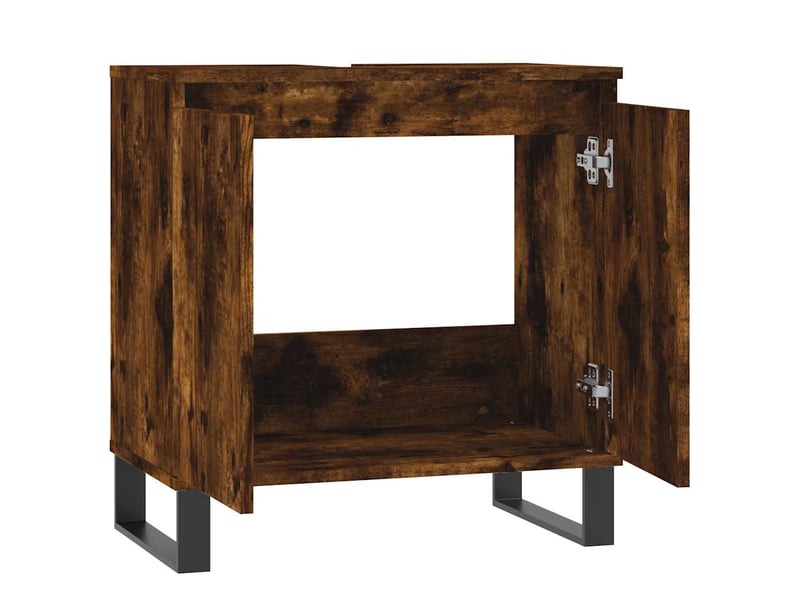  Amoire de salle de bain chêne fumé 58x33x60cm bois d'ingénierie shl6550  - Conforama E