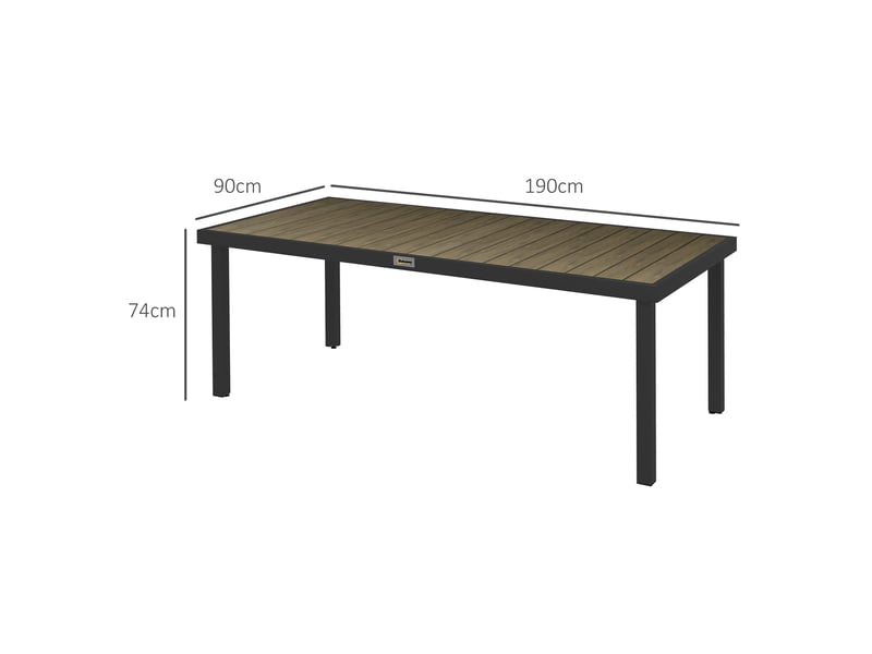  Table de jardin rectangulaire, table à manger extérieure aluminium marron 190x90x74cm  - Conforama E