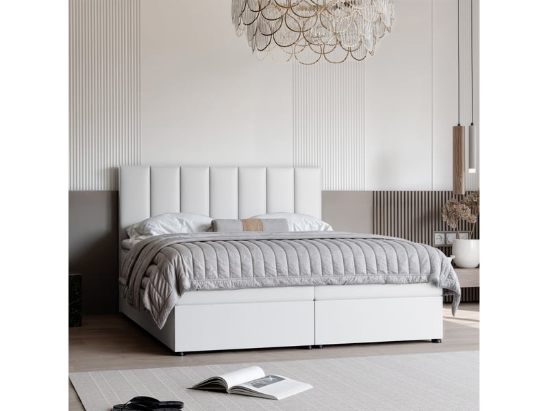  Lit coffre zelto - 140x200 cm - avec matelas et surmatelas - éco-cuir - blanc ZELTO - Conforama B