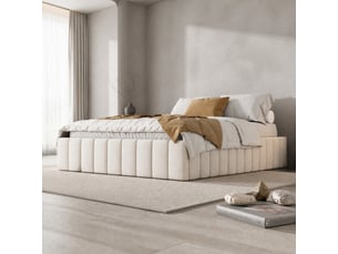 Lit avec rangement 140x200 cm <strong>FLORAGRACE</strong> <strong></strong> coloris beige