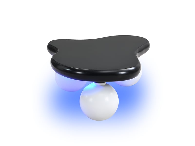  Table basse 95x62.5x32cm en forme de nuage avec pieds ronds, led 16 couleurs, créatif, mode, mdf, noir+blanc  - Conforama E