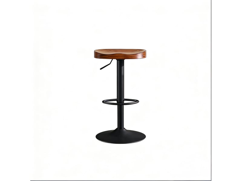  Tabouret de bar réglable 41,5 x 31,5 cm – marron rustique – pivotant 360° avec repose-pieds  - Conforama A