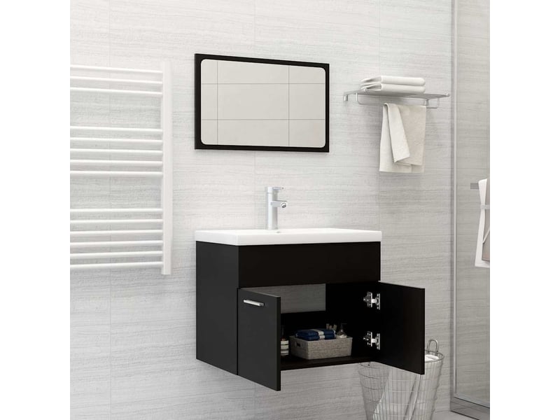  Ensemble de meubles de salle de bain noir aggloméré cf63904  - Conforama B
