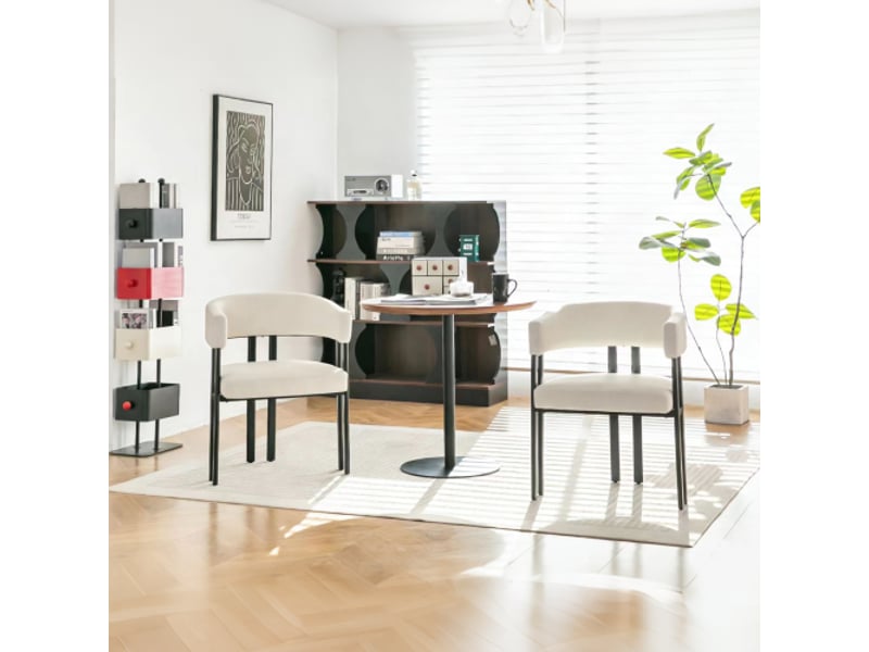  Chaise de salle à manger moderne en cuir synthétique, piètement métal, accoudoirs et dossier incurvé  - Conforama B