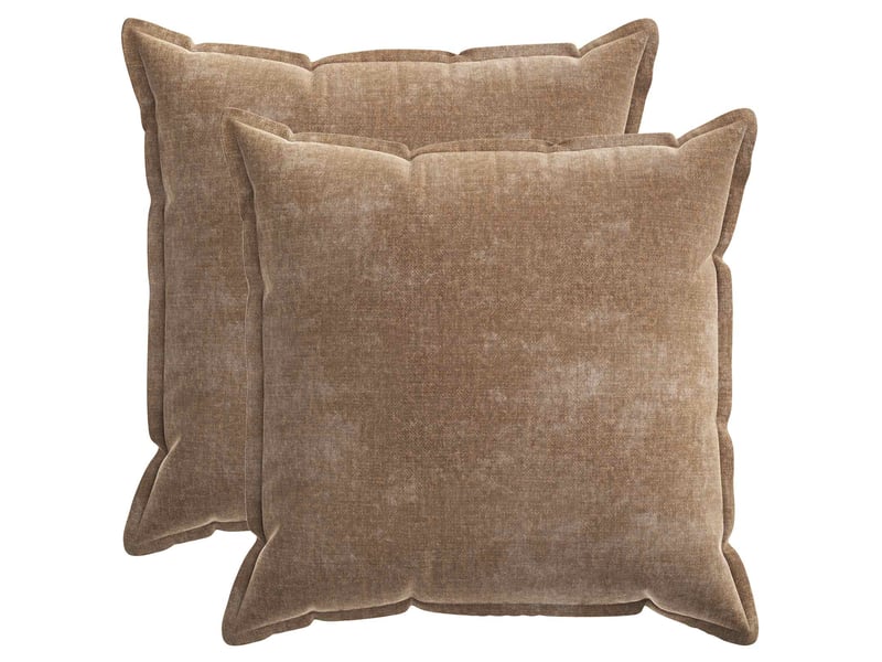  Lot de 2 housses de coussin houten marron 65 x 65 cm tissu chenille cf49350  - Conforama A