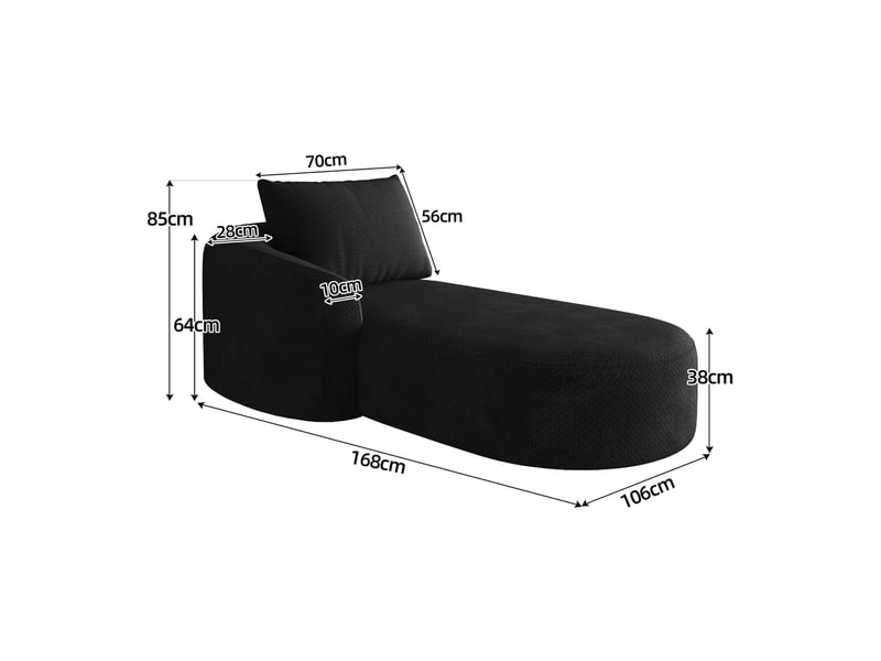  Canapé convertible noir angle gauche 168 cm, méridienne lit compact  - Conforama C