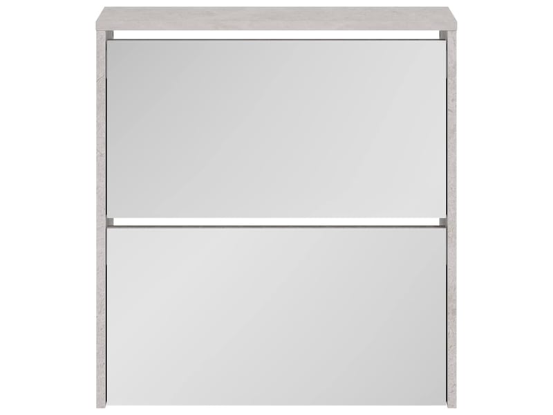  Meuble à chaussure, armoire à chaussures et miroir 2 niveaux gris béton 63x17x67 cm  - Conforama D