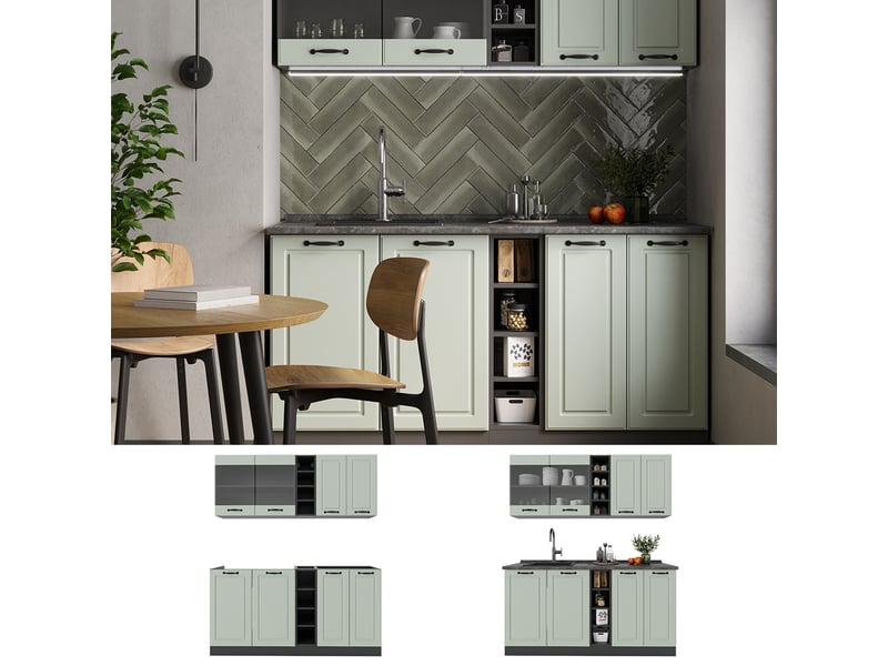 Vicco cuisine, mint campagneanthracite, 160cm sans plan de travail - Conforama D
