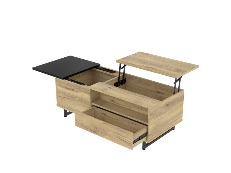  Table basse relevable avec rangement, led bleue et métal 106,5 x 50 x 27,5 cm  - Conforama A