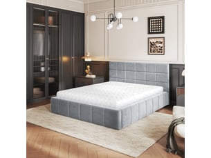 Lit coffre 200x200 cm <strong>MASSENO</strong>  <strong></strong> coloris gris