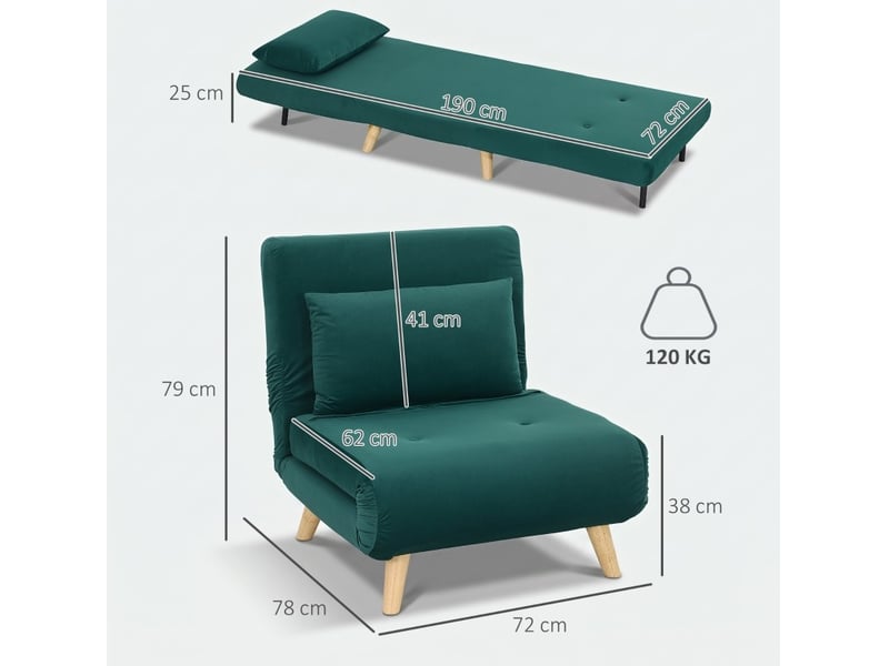  Fauteuil-lit 3-en-1 convertible dossier réglable 6 positions evryae  - Conforama C