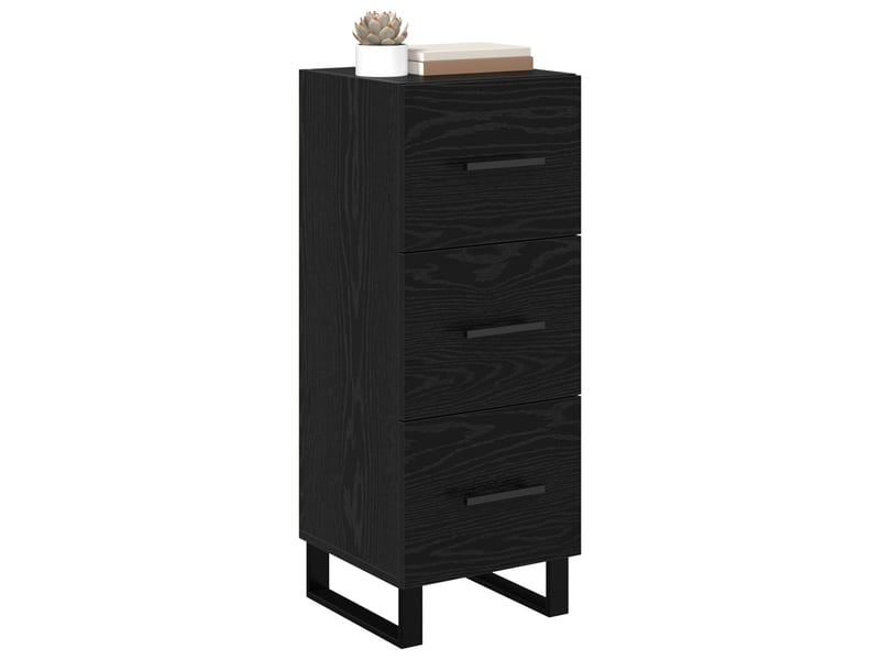  Buffet - bahut - meuble de rangement chêne noir 34,5 x 34 x 90 cm bois d'ingénierie et fer  - Conforama C
