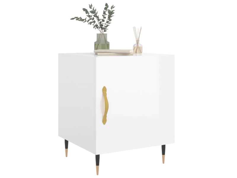  Lot de 2 tables de chevet - cabinet de chevet - table de nuit blanc brillant 40x40x50 cm  - Conforama C