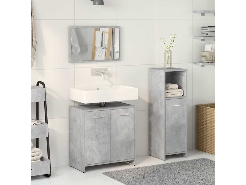  Ensemble de meubles de salle de bain 3 pcs gris béton cf63782  - Conforama C