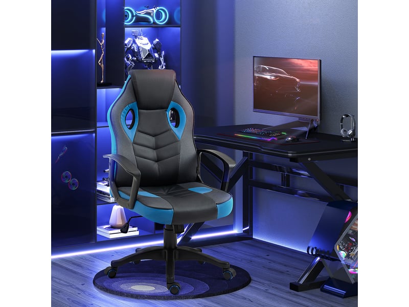  Fauteuil de bureau pivotant à roulettes avec roulettes, en similicuir, idéal pour le gaming.  - Conforama C