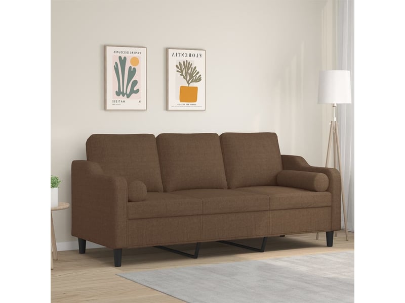  Canapé droit, sofa, canapé 3 places avec oreillers décoratifs marron 180 cm tissu cf20131  - Conforama B