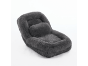 Fauteuil lit de sol inclinable 5 positions 102 x 89 x 88 cm – lit panier géant humain transformable avec coussin lombaire – peluche – anthracite