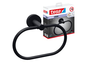 Tesa moon black porte-serviettes anneau, noir mat, adhésif, technologie sans percer, 53 mm x 184 mm x 130 mm