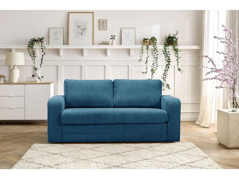  Bobochic canapé droit convertible déplimousse come velours côtelé bleu foncé COME - Conforama C