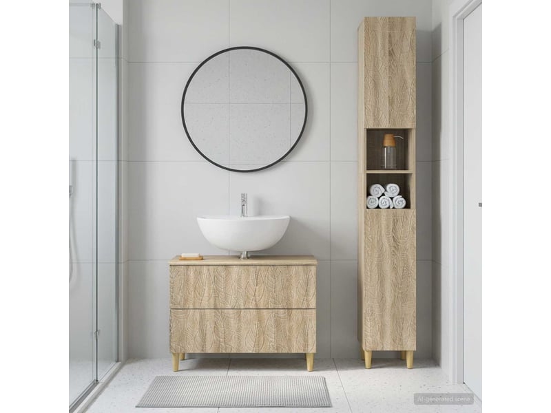 Ensemble de 2 meubles de salle de bain delft chêne sonoma cf63116 - Conforama B