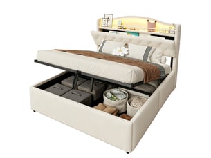 Lit coffre 140x200 cm DZMDIP coloris beige