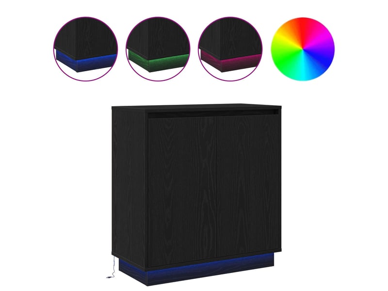  Buffet - bahut - meuble de rangement led chêne noir 71 x 34,5 x 75 cm bois d'ingénierie  - Conforama D