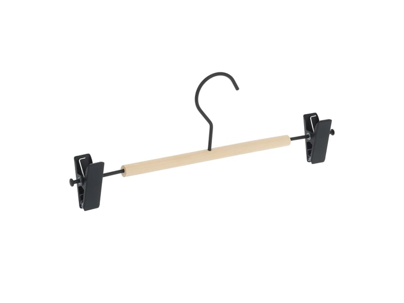  Lot de 10 cintres à pinces réglables mélange bois métal pratiques penderie 45 x 2 x 20 cm en bois noir 13_0010854  - Conforama A