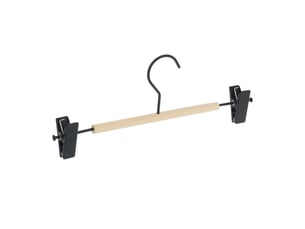 Lot de 10 cintres à pinces réglables mélange bois métal pratiques penderie 45 x 2 x 20 cm en bois noir 13_0010854