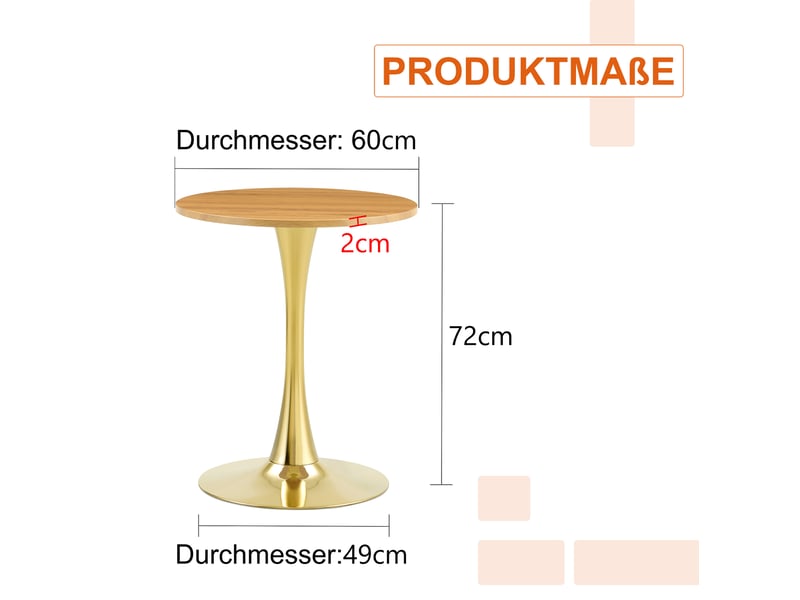 Table ronde, 60 cm, table d’appoint moderne table salon, pratique, plateau mdf et bois, piètement métal, coloris bois - Conforama C