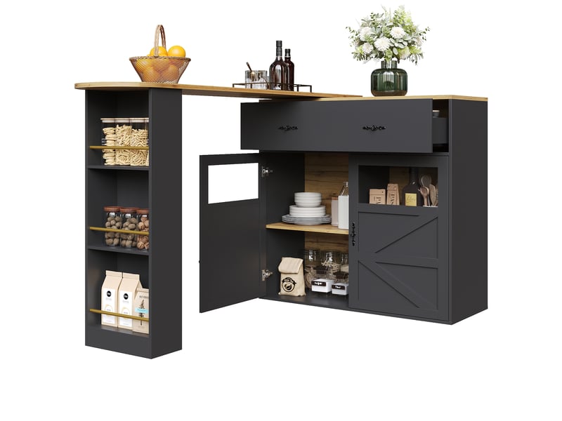  Bar noir - 204cm table de bar noir - Conforama A