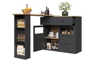 Bar coloris noir <strong>MERAX</strong> <strong>table de bar noir</strong> - 204 cm
