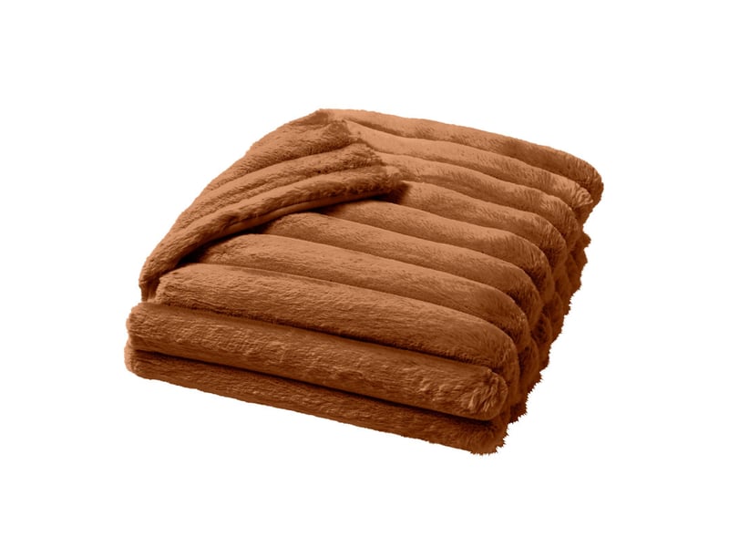  Plaid imitation fourrure polaire boudoir camel - 220x240cm - camel  - Conforama C