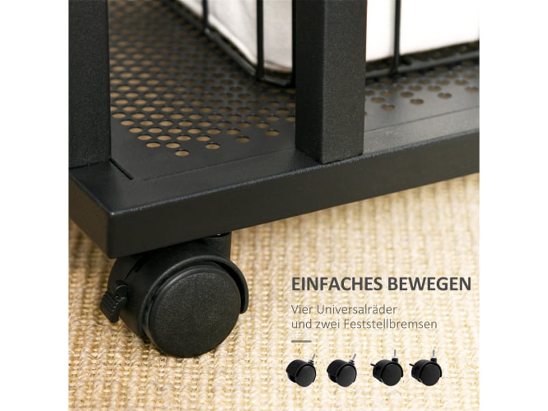 Table d’appoint c-forme à roulettes en bois et métal noir noyer 51x36x65 cm pour salon et cuisine - Conforama E
