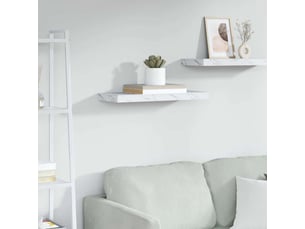 Étagère flottante, étagère suspendue montage mural marbre blanc 60 x 23,5 x 3,8 cm cf42550