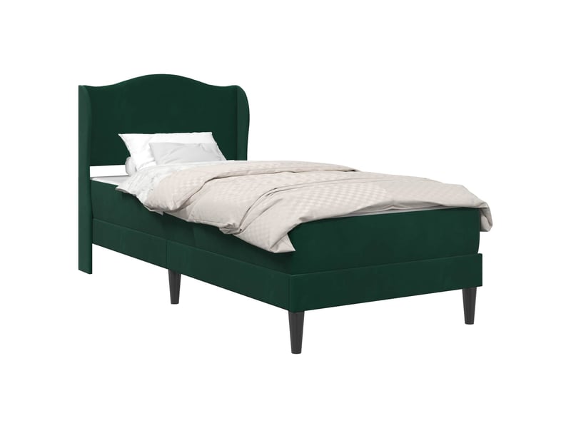 Lit simple- lit adulte -  cadre de lit avec tête de lit vert foncé 90 x 200 cm velours  - Conforama A