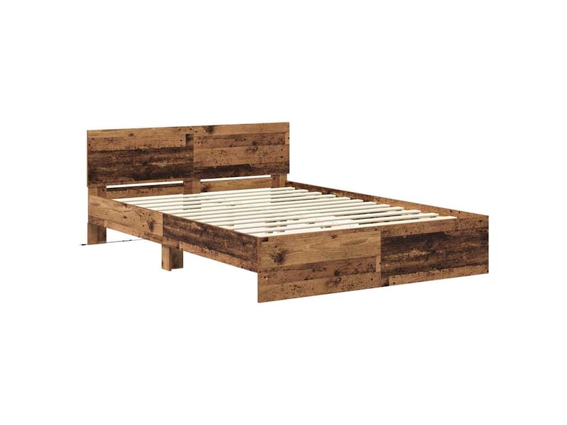  Lit double- lit adulte -  cadre de lit bois ancien 135 x 190 cm bois d'ingénierie  - Conforama D