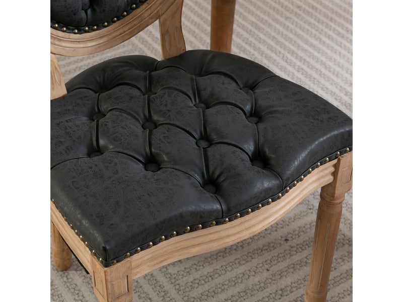  Lot de 2 chaises de salle à manger en similicuir pu noir, pieds en bois massif W3223P504078 - Conforama E