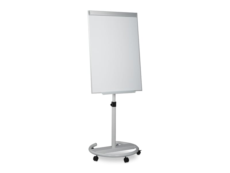 Tableau blanc mobile de présentation réglable hauteur 180 x 90 cm pratiques roulettes et rangement en métal blanc 13_0008556  - Conforama A