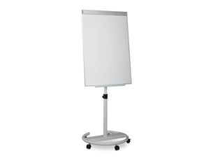 Tableau blanc mobile de présentation réglable hauteur 180 x 90 cm pratiques roulettes et rangement en métal blanc 13_0008556