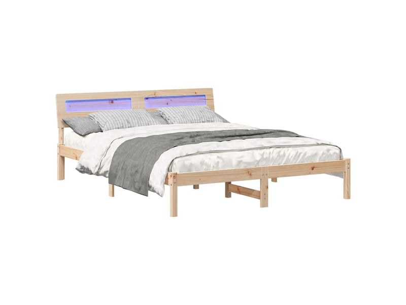  Lit double- lit adulte -  cadre de lit avec tête de lit marron 140 x 200 cm pin massif  - Conforama B